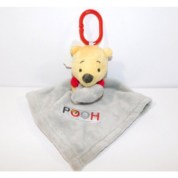 Disney Baby Winnie the Pooh Gray Red Security Blanket Nunu plush Lovey NEW w Tag - Picture 2 of 6